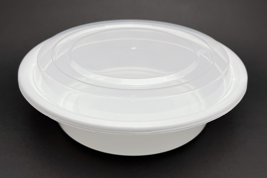 Closed lid view of RC32 white color round container