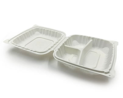 Open view of SL83 White color clamshell container