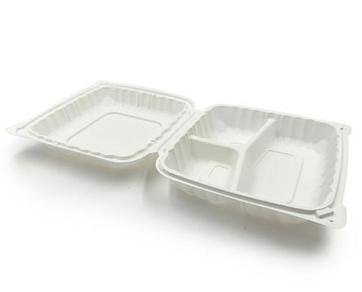 Open view of SL93 White color clamshell container