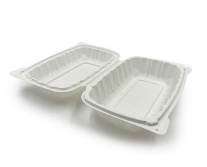 Open view of SL96 White color clamshell container