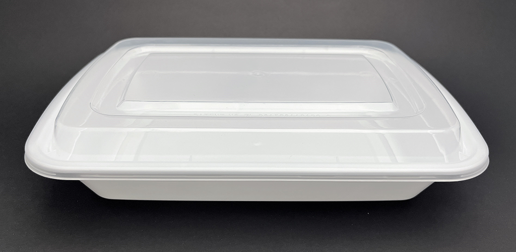 Closed lid view of T28 white color rectangular container