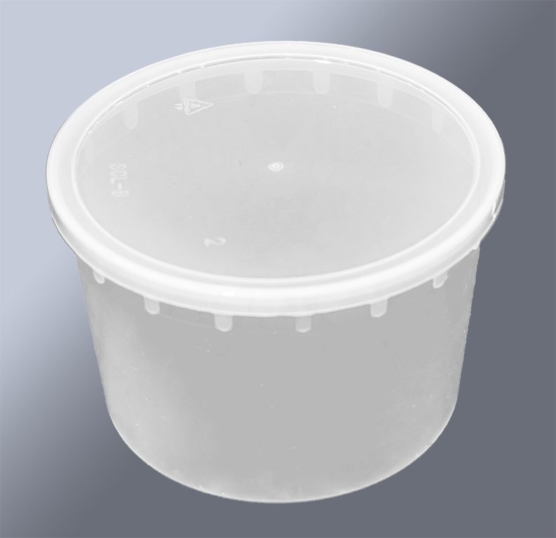Closed lid view of S64 clear color deli/soup container