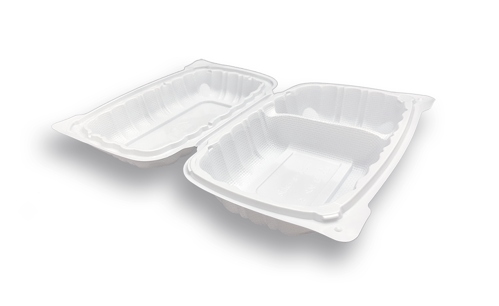 Open view of SL962 White color clamshell container