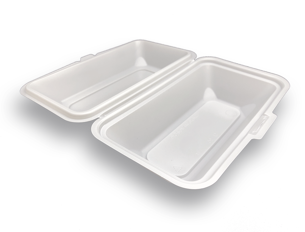 Open view of SL95 White color clamshell container
