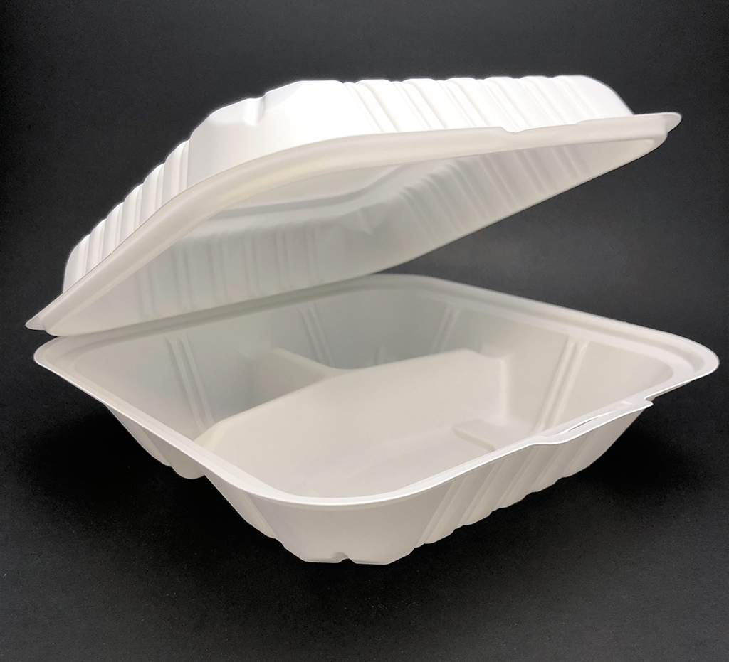 Open view of SLPP803 White color clamshell container
