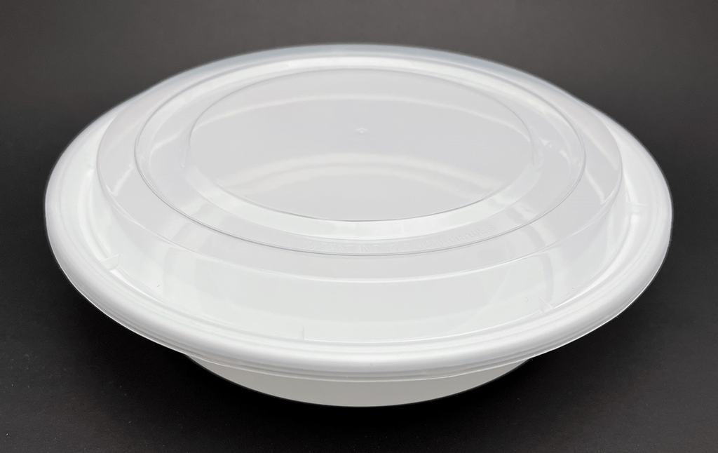 Closed lid view of RC24 white color round container