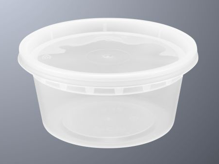 Closed lid view of S12 clear color deli/soup container