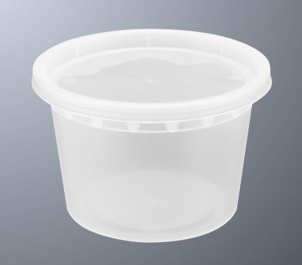 Closed lid view of S16 clear color deli/soup container