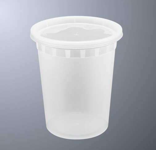 Closed lid view of S32 clear color deli/soup container