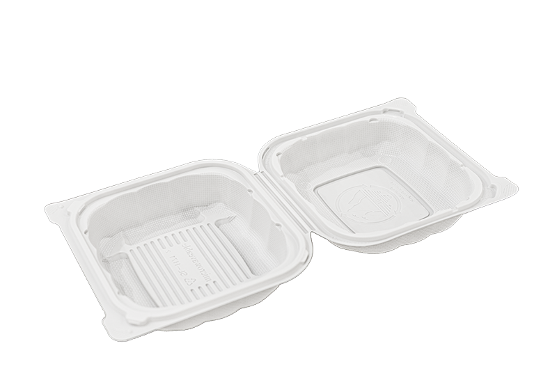 Open view of SLH71 White color clamshell container