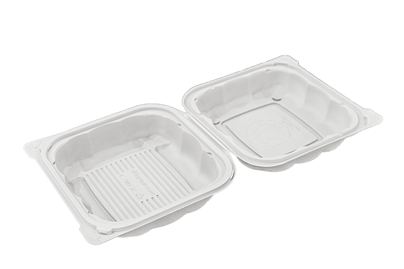 Open view of SLH81 White color clamshell container
