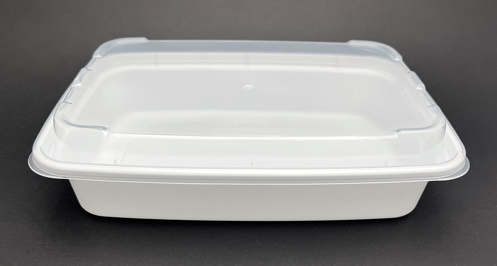 Closed lid view of T16 white color rectangular container