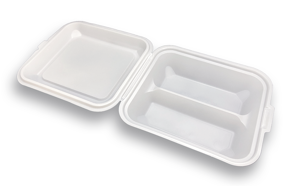 Open view of SL872 White color clamshell container