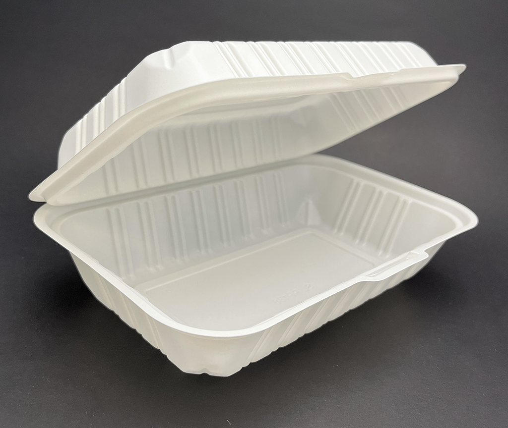 Open view of SLPP188 White color clamshell container