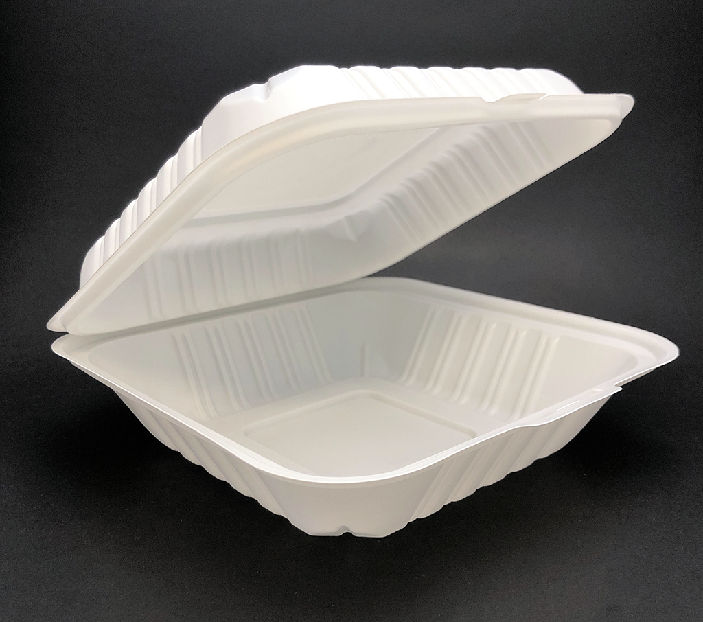 Open view of SLPP801 White color clamshell container