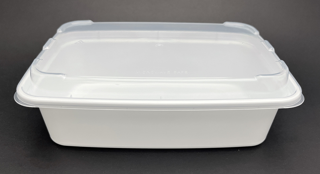 Closed lid view of T24 white color rectangular container